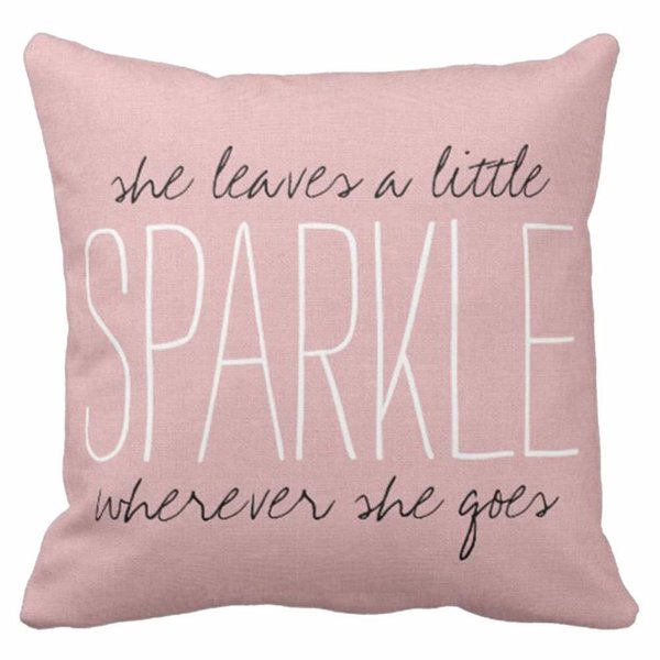 Emvency Throw Pillow Cover Cute Burlap Pink Blush Sparkle Monogram Decorative Pillow Case Home Decor Square 16 x 16 Inch Pillowcase