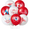 48 Pieces Nurse Balloons 12 Inch Red and White Nursing Latex Balloons Nurse Graduation Decoration for Nurse Party Decoration Supplies