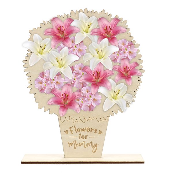 wavvter Pick for Mommy DIY Flower Holder Board Filler Wooden Mother's Gift from Kids, Daughter,Son (Flower for Mommy)