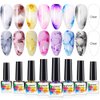 SUPWEE Blooming Gel Nail Polish Marble Nail Polish Gel Watercolor Ink Gel Nail Polish Flower Nail Art Blossom Gel for Spreading Marble Effect Soak Off UV Gel Manicure 8 Colors 7ml(0.25fl oz)