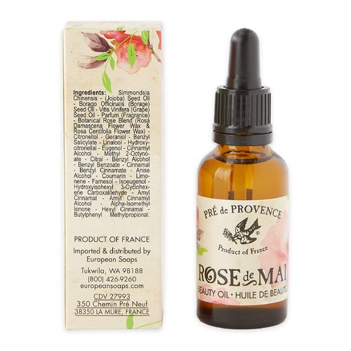 Pre de Provence Versatile, Radiant, Massage Dry Body Oil - Rose De Mai, 1.0 Fl Oz