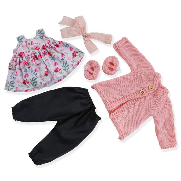 BlissfulPixie Handmade Waldorf Doll Clothes 12 inch Clothing Set with Pretty Box Girl Christmas Birthday Present-Elsee's Clothes Accessories