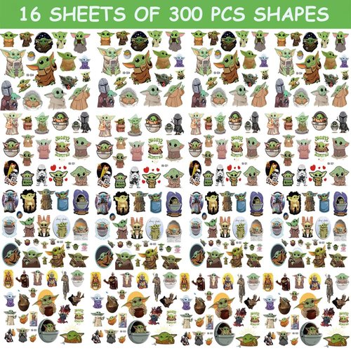300 Pcs Baby Yoda Tattoo Stickers For Baby Yoda Party Favors ，Baby Yoda Temporary Tattoos Sets For Kids Birthday Party Supplies ，Glow In The Dark Removable Skin Safe, Fake Tattoo Stickers for Goodies Bag Treat Gift Bag Stuff (16 Sheets)