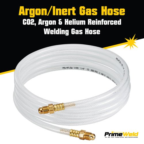 PrimeWeld Argon/Inert Gas Hose 6' Reinforced Clear Line With 5/8-18 Fittings