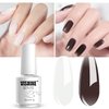 Vishine 2Pcs of Jelly Translucent Gel Polish Milky White & Jelly Crystal Black Gel Nail Polish,Translucent Jelly French White Gel Polish LED Manicuring Varnish 15ML