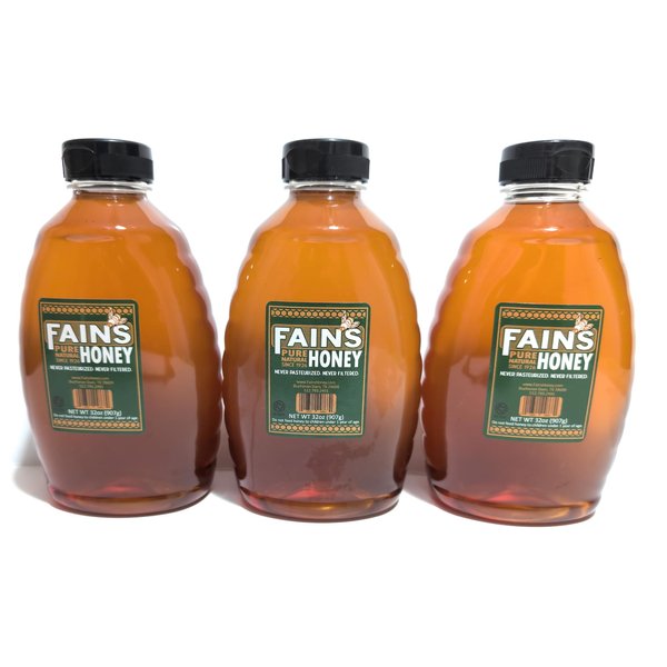 Fain's Natural Raw Honey 32oz Bottle (Pack of 3) (Llano, TX)