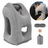 Inflatable Travel Air Pillow for Sleeping to Avoid Neck and Shoulder Pain, Comfortably Support Head and Lumbar, Used for Airplane, Car, Bus and Office (Grey)