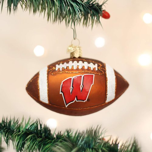 Old World Christmas Ornaments: University of Wisconsin Badgers Glass Blown Ornaments for Christmas Tree, Football