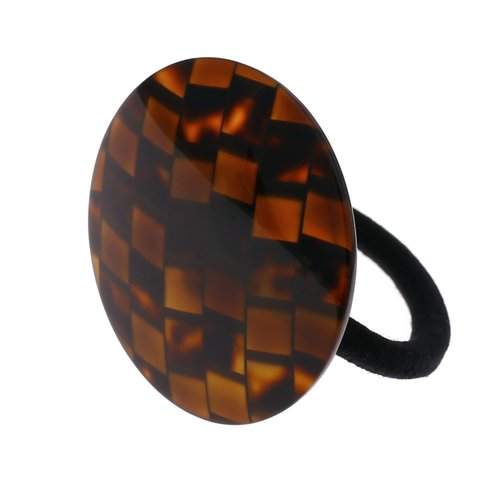 Camila Paris CP2962 French Hair Ponytail Holders Ties, Round, Handmade, Brown, Strong Hold Grip Elastic Band Hair Clips for Women, No Slip and Durable Styling Girls Hair Accessories, Made in France