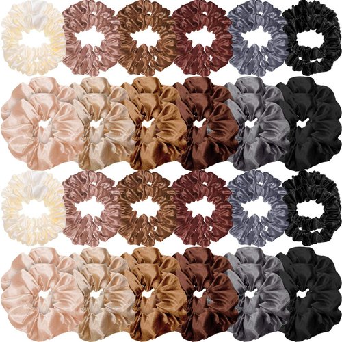Hanaive 48 Pieces Satin Hair Scrunchies Silk Scrunchies Elastic Hair Bands Scrunchy Hair Ties Ropes Skinny Hair Ties Scrunchies Ponytail Holder for Women Girls Hair Accessories Decor (Lovely Color)