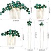 Sparkly Wedding Hair Combs, 5PCS Crystal Flwoer Hair Clips Bride Bridesmaid Hair Sides Comb Rhinestone Barrettes, Crystal Flower Hair Pins Hair Accessories for Women Girls (GreenA)
