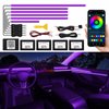 Acrylic Interior Car LED Strip Light with Wireless APP, RGB 6 in 1 with 175 inches 593 LEDs Fiber Optic Ambient Lighting Kits, 16 Million Colors Sound Active Function Car Neon Lights
