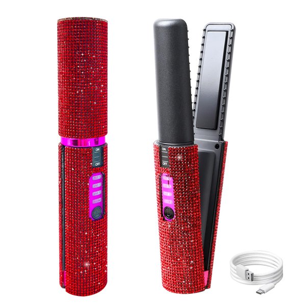 Cordless Hair Straightener, Mini Straightener Flat Iron, 4800mAh Rechargeable Hair Straightener and Curler,Fast Heating, Anti-Burn Travel Hair Straightener for Girls & Women