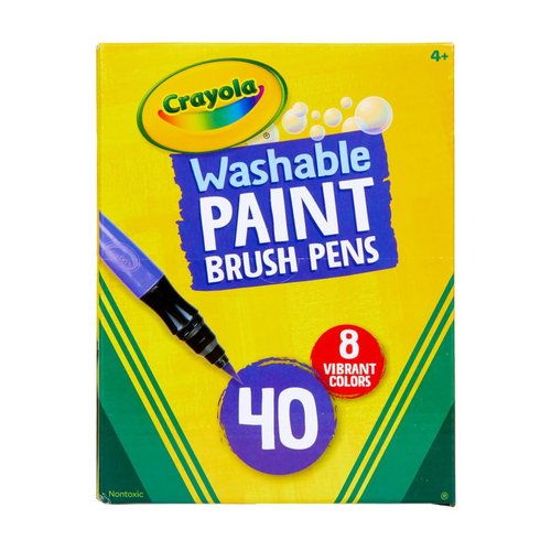 Crayola No-Drip Paint Brush Pens, Assorted Colors Set, 40 Count, Creative Gift for Kids and Teens