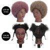 WikNifo Kinky Curly Mannequin Head 100% Human Hair for Hairdresser Practice Manikin Cosmetology Doll Training Head Braiding Styling with Stand