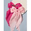 Furling Pompoms Hair Bows for Women,Hot Pink Hair Bow Clip with Long Tail Ribbon Bows for Hair Satin Bow Hair Clips,Bow Hair Accessories for Birthday Wedding Holidays Pack of 2