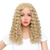 SWACC 20-Inch Long Big Bouffant Curly Wigs for Women Synthetic Heat Resistant Fiber Hair Pieces with Wig Cap (Dark Blonde Blended)