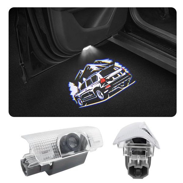 2 Pcs LED Car Door Logo Lights Compatible for GX400 GX460 (2010-2023) Courtesy Projector Laser Welcome Light Puddle Lamp Car Accessories (Black car Mountain, ‎GX400 GX460 (2010-2023))