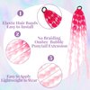 Long Braided Bubble Colored Hair Extensions, 25 Inches Bubble Kinky Rave Straight Ombre Lantern Braid Extension with Hair Tie Hairpieces for Girls Daily Wear (Red Pink)