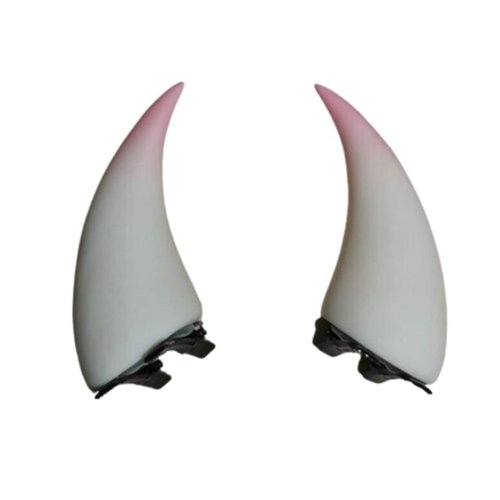 Dark Gothic Devil Horns Ghost Hairpin Edge Hair clips Skull Butterfly Bat Ear Costume Halloween Cartoon Hair Accessories (white Devil Horns clips)