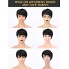 WIGNEE Short Human Hair Wigs Pixie Cut Wig with Bangs Short Layered Wigs Short Human Hair Wigs for black Women (1B)