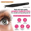 My Lash Tools New Fiber Tip Lash Tweezers for Eyelash Extensions Professional Lash Tech Supplies Must Haves Volume Boot Eyelash Tweezers 12cm Stainless Steel Fan Making Lashing Tweezer (Black)