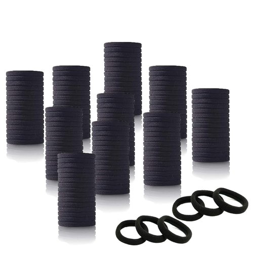 Pagabach 50 PCS Hairbands Hair Bands for Thick Hair Seamless Cotton Simply Ponytail Holder Hair Accessories Black