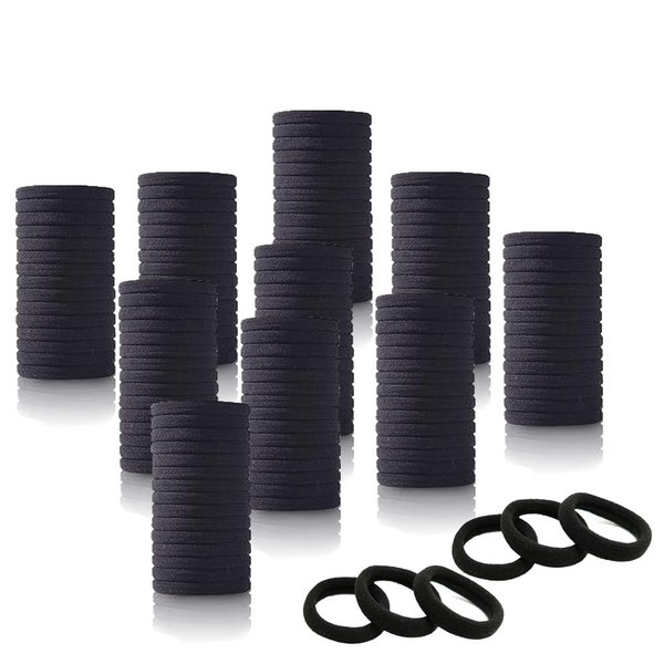 Pagabach 50 PCS Hairbands Hair Bands for Thick Hair Seamless Cotton Simply Ponytail Holder Hair Accessories Black