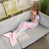 Mermaid Tail Blankets Glittering Wearable Cute Cozy Soft Flannel Rainbow Colorful Mermaid Tail Blanket for Girls 5~12 Year
