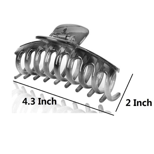 Liasun 4.3" Jelly Color Hair Claw Clip-Acrylic Strong Holding Power Hair Clips Hairgrip for Women and Girls Hair Barrettes for Medium or Long Hair (Light Gray)