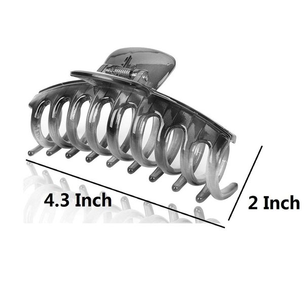 Liasun 4.3" Jelly Color Hair Claw Clip-Acrylic Strong Holding Power Hair Clips Hairgrip for Women and Girls Hair Barrettes for Medium or Long Hair (Light Gray)
