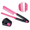 EasyGlide-V Hair Straightener and Detangler Comb - Rat Tail Style V-Comb For Hair Sectioning | Flat Ironing | Blow Drying | Keratin Comb for Tangled Hair | Spring Grip | Heat Resistant (Pink)