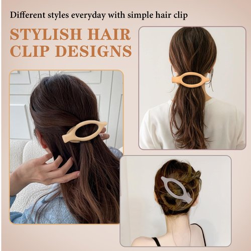 Gift4U Flat Hair Clips for Women, 8 Pack French Concord Claw Clips for Thick Thin Curly Hair, Strong Hold No Slip Grip Hair Claw Clips, Neutral Colors B