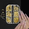 Moon Star Nail Charms Gold Nail Art Studs Metal 3D Rivets Charms with Glitter Nail Rhinestones Hollow Moon Studs Star Nail Jewelry Decoration Accessories for Women DIY Acrylic Nails Supplies-1 Box