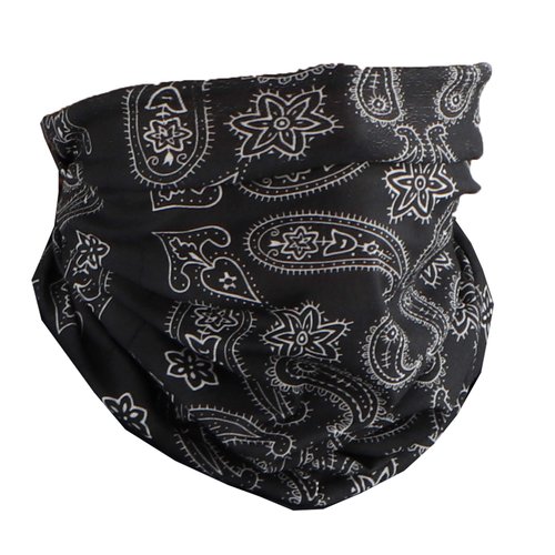 Motique Accessories Paisley Bandana Neck Gaiter Tube Headwear Motorcycle Face Scarf (Paisley and Flowers Black)
