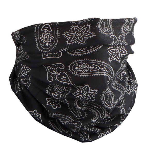 Motique Accessories Paisley Bandana Neck Gaiter Tube Headwear Motorcycle Face Scarf (Paisley and Flowers Black)
