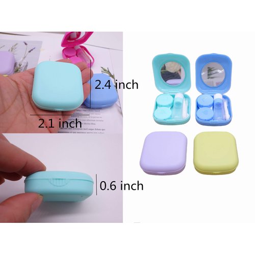 Kuanfine 6 Pack Contact Lens Case Kit Cute Travel Contact Case, All-In-One Soak Storage Container with Mirror Bottle Tweezers Contact Applicator