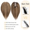 SEGO Human Hair Toppers for Women With Thinning Hair 7 * 13CM Silk Base 100% Real Human Hair Clip in Top Wiglet Hair Pieces /16 Inch No Bangs Medium Brown&Dark Blonde