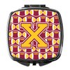 Caroline's Treasures CJ1081-XSCM Letter X Football Maroon and Gold Compact Mirror Decorative Travel Makeup Mirror for Women Girls Gifts Pocket Makeup Mirror Folding Handheld