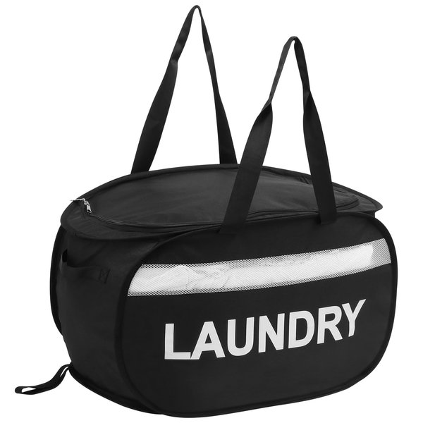 Collapsible Laundry Baskets with Lid, Foldable Clothes Hamper with Reinforced Handles, Sturdy Pop Up Hampers for Laundry, Tear Proof & Easy to Carry Laundry Hamper for Home, Dorm, Travel Black