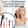 UAIAGM 5 Pieces Hair Brush Cleaner Tool Set for Hairbrush and Comb Maintenance Remove Hair Dust Easily Ideal for Home and Salon Use, Black