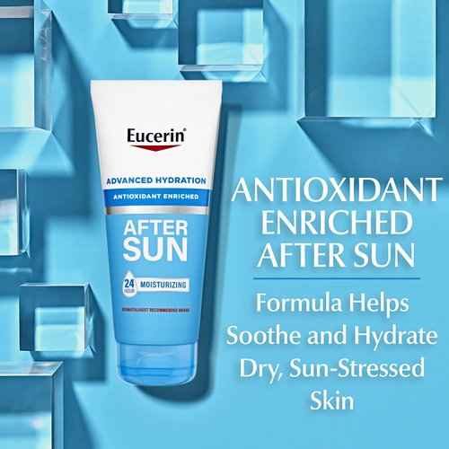 Eucerin Advanced Hydration After Sun Lotion for Face and Body, After Sun Moisturizer Enriched with Antioxidants, Face and Body Lotion with 24-Hour Hydration for After Sun Care, 6.8 Fl Oz Tube