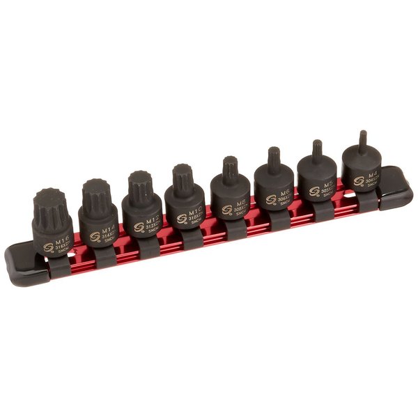 SUNEX TOOLS 3640 3/8-Inch Drive Stubby Triple Square Impact Bit Socket Set, 8-Piece