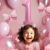 Pink 9 Balloon 40 Inch,Giant Number Balloon Mini Bow Balloon Set for Girl 9th Birthday Party Decorations,Nine Years Old Birthday Pink Theme Party Decorations,Pink Foil Mylar Birthday Digital Balloon