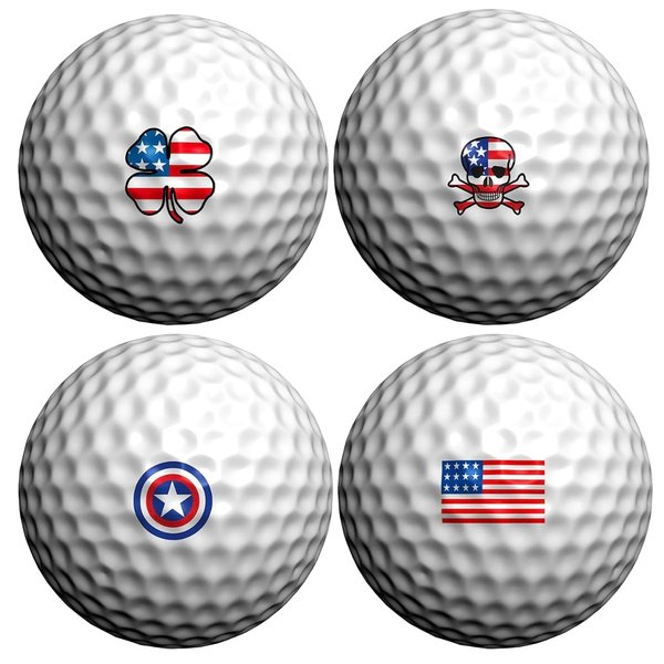 Golfdotz | American Foursome | Golf Ball Markers | Golf Accessories | Golf Ball Customizers | 32 Count