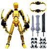 altuco Assembled T13 Action Figure with Multiple Accessories, Gold 3D Printed Multi-Jointed Titan 13 Figure,Dummy 13 Desktop Decorative Toy