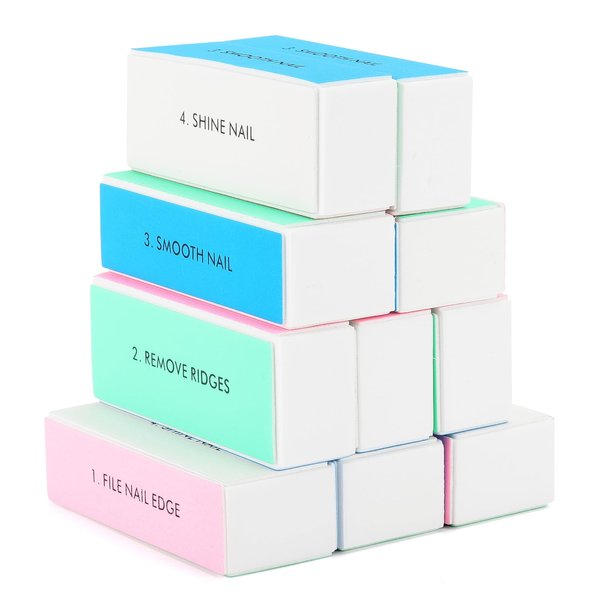 10 Pcs 4 Way Nail Buffers Blocks for Natural Nails, Nail Polishing Block Buffing Block Nail Files, Shape and Shine Nail Tool