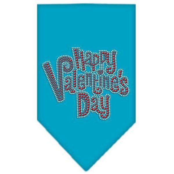 Mirage Pet Products Happy Valentines Day Rhinestone Bandana, Turquoise, Small