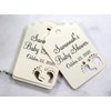 Personalized Baby Shower Thank You Tags with Baby Feet Cut Out, Set of 12 (Cream)