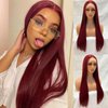 Aivilia Burgundy Lace Front Wig for Women Long Straight 99j Wine Red Synthetic Wig with HD Lace Glueless Pre-Plucked 13x4 Synthetic Lace Front Wigs
